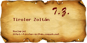 Tiroler Zoltán névjegykártya